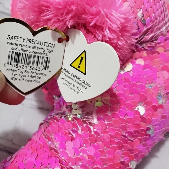 TY Flippables Pinky Pink Flamingo Plush 14-inch Stuffed Animal Year 2018 Sequins - Picture 9 of 12